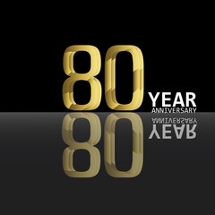 80 Years Anniversary Celebration Gold Black Background Color Vector Template Design Illustration