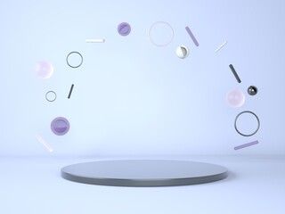 Product podium on pastel background 3d. Abstract minimal geometry concept. Studio stand platform theme. Exhibition and business marketing presentation stage.
