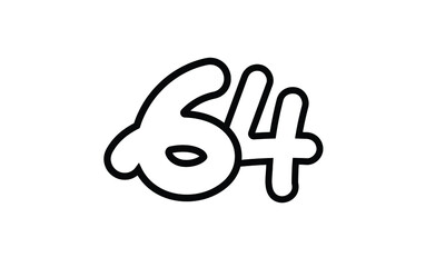 64 Casual Modern Line Art Number