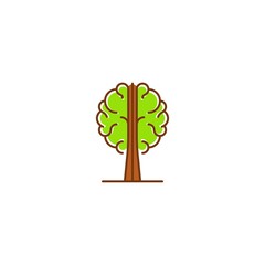 Brain tree, think green, nature brain life. Vector logo icon template