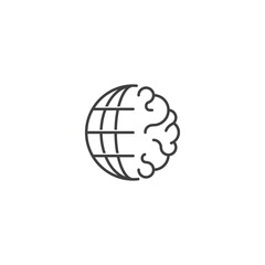 Brain world, smart world. Vector logo icon template