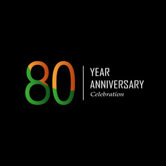 80 Years Anniversary Celebration Orange Color Vector Template Design Illustration