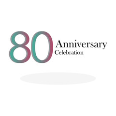 80 Years Anniversary Celebration Rainbow Color Vector Template Design Illustration