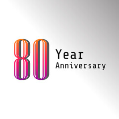 80 Years Anniversary Celebration Color Vector Template Design Illustration