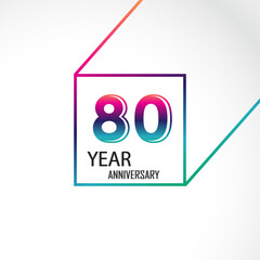 80 Years Anniversary Celebration Color Vector Template Design Illustration