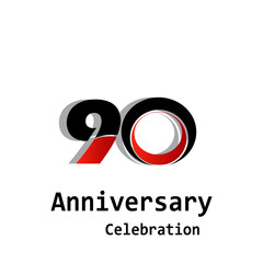 90 Years Anniversary Celebration Black Red Color Vector Template Design Illustration