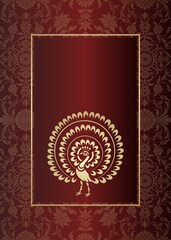 peacock, feathers ,wedding card design, royal India	