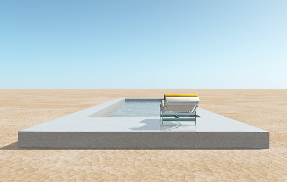 Swimmingpool und Liegestuhl in der Wüste