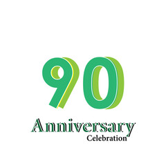 90 Years Anniversary Celebration Green Vector Template Design Illustration