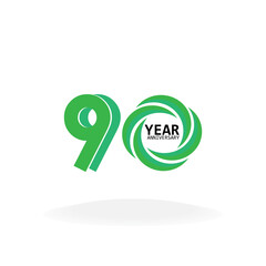 90 Years Anniversary Celebration Green Vector Template Design Illustration