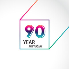 90 Years Anniversary Celebration Color Vector Template Design Illustration