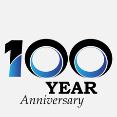 100 Years Anniversary Celebration Black Blue Color Vector Template Design Illustration