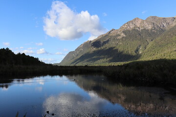 Mountain Views in Milford Sound New Zealand