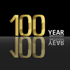 100 Years Anniversary Celebration Gold Black Background Color Vector Template Design Illustration