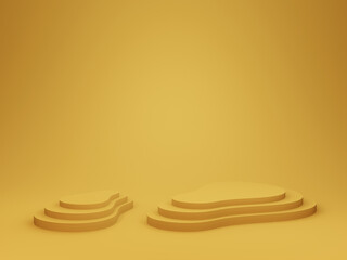 3D yellow rounded stage podium