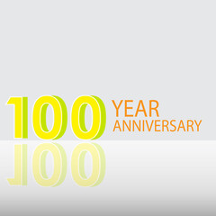 100 Years Anniversary Celebration Yellow Color Vector Template Design Illustration