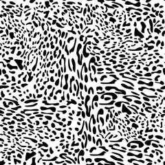 Leopard spots fur texture design. Seamless pattern. African animal fur background. Spotted ornament. Vintage style. Good for wrapping, banner, fashion, textile and fabric.