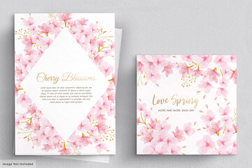 watercolor cherry blossom floral invitation card