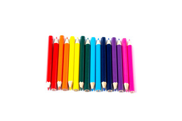 Color pencils on white background.