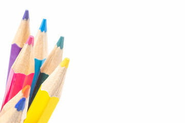 Color pencils on white background.