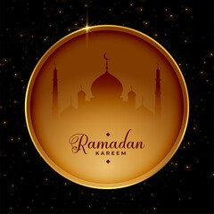 ramadan card design in golden circle frame style
