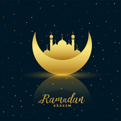 Obraz na płótnie Canvas lovely golden moon and mosque ramadan kareem background