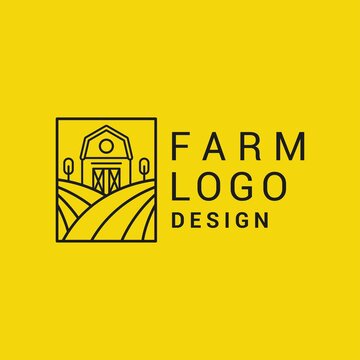 Farm simple icon vector template. Farm house and farmland logo with a simple design.