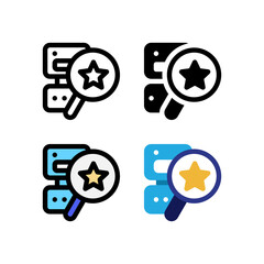 Favorite Star Looking Robot Finder and Search Icon, Logo, and illustration