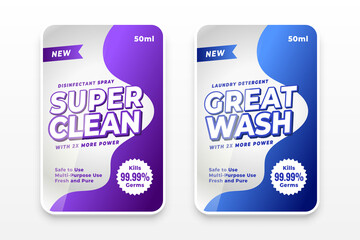 laundry detergent promotional labels template design