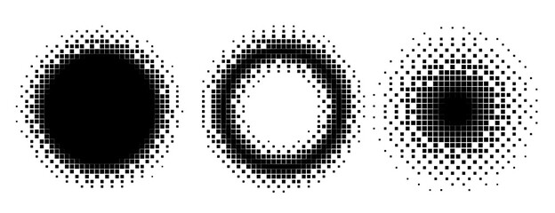 pixel circles and frames halftone style set