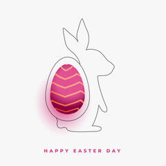 easter background with line style rabbit and realistic egg