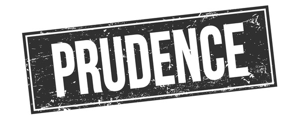 PRUDENCE text on black grungy rectangle stamp.