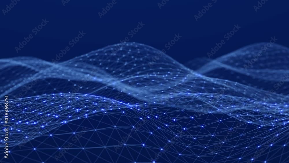 Poster dynamic wave with many dots. abstract motion background of colored dots. technology or science. 3d r