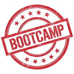BOOTCAMP text written on red vintage stamp.