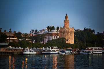 Seville, Andalusia, Spain, Europe. Torre del Oro (Golden Tower)