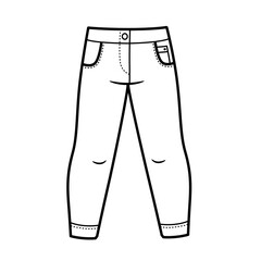 Long skinny pants outline for coloring on a white background