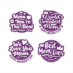 Mother day design label stamps collection