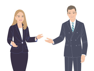 Business Woman  and Man Vector Flat Illustration