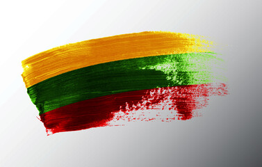 Lithuania flag illustrated on paint brush stroke