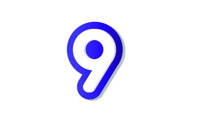 9 Cool Modern Blue 3D Number