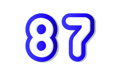 87 Cool Modern Blue 3D Number