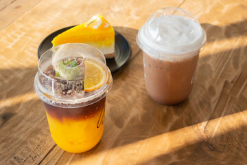 Coffee and sweet in the morning sunshine