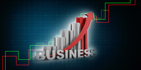 3d rendering Stock market online business concept. business Graph 