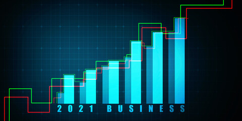 2d rendering Stock market online business concept. business Graph 