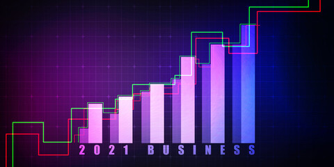 2d rendering Stock market online business concept. business Graph 