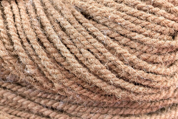 Knitted net made of Coconut fiber. Close up.