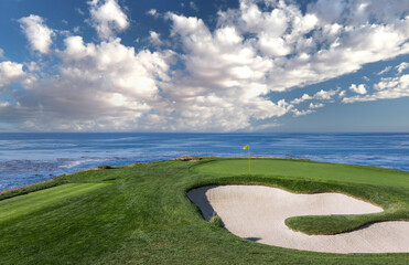 golf course with ocean
