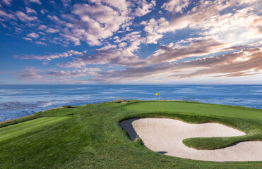 golf course with ocean