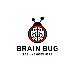 Double Meaning Logo Design Combination of Brain and Bug