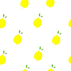 Lemons seamless pattern on white background